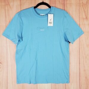 Staple Pigeon T Shirt Mens Small Aqua Blue Cotton Embroidered Staple Design
